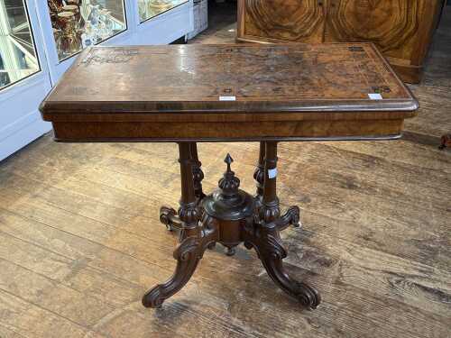 Victorian burr walnut games table