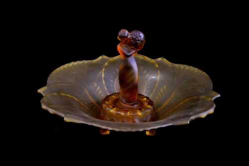 Art Deco amber glass centrepiece bowl