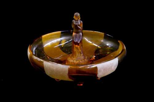 Art Deco amber glass centrepiece bowl