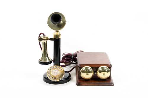 Candlestick telephone and bell box