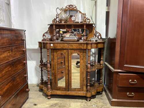 Victorian burr walnut parlour cabinet