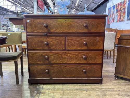 Victorian flame mahogany secretaire chest of drawers