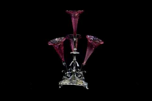 Antique four trumpet epergne