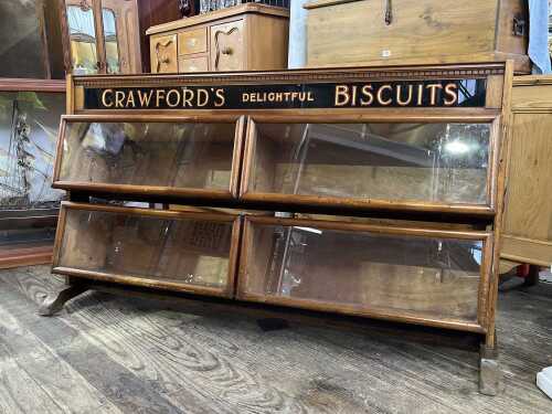 Antique Crawford's Biscuits mahogany shop display case