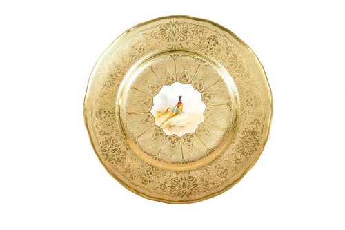 Royal Worcester porcelain presentation plate decorated by Leighton Maybury, 1955