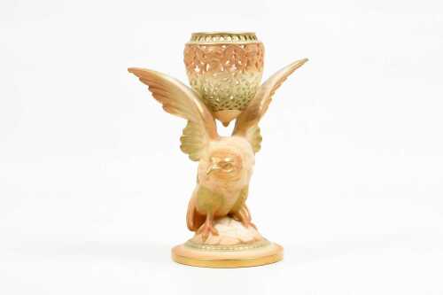 Antique Royal Worcester painted bisque porcelain pot pourri vase, 1911