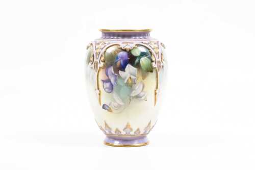 Antique Royal Worcester Hadley Ware porcelain vase decorated by Harry Martin, 1908
