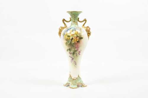 Antique Doulton Burslem twin handled porcelain vase decorated by Charles Hart