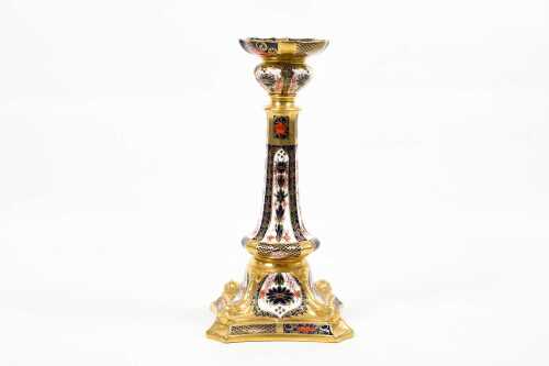 Royal Crown Derby Old Imari porcelain candlestick