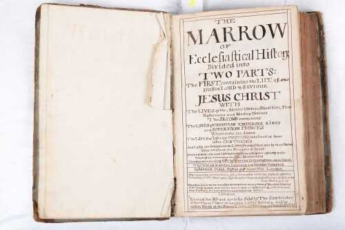 Antique calfbound 'The Marrow of Ecclesiastical History' third edition by Samuel Clark, 1675