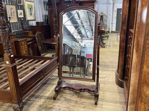 Victorian style mahogany cheval mirror