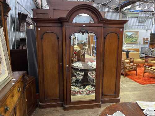 Victorian cedar breakfront wardrobe