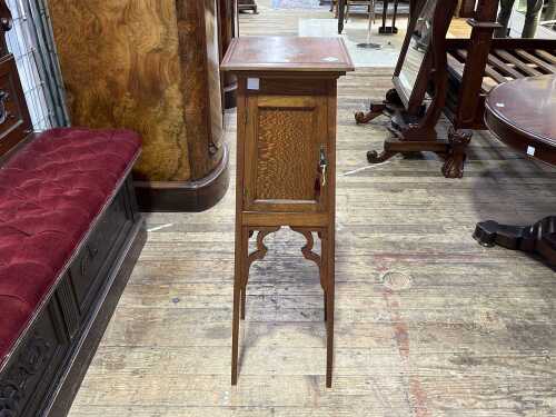 Antique silky oak and walnut pedestal