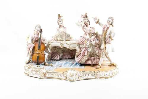 Dresden porcelain figure group of musicians and dancers