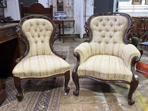 Victorian lady's and gent's chairs