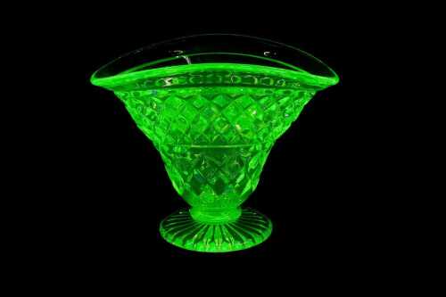 Art Deco uranium pressed glass vase