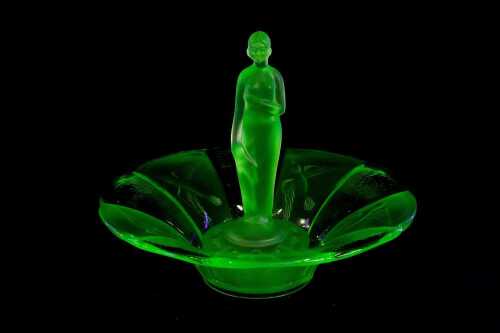 Art Deco uranium glass centrepiece bowl
