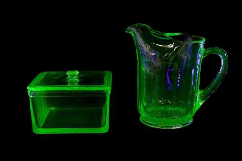 Two vintage uranium glass pieces