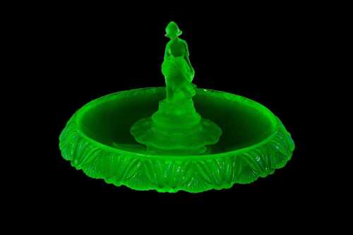 Art Deco uranium glass figural centrepiece bowl