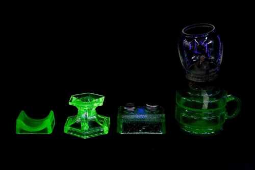 Four uranium glass pieces