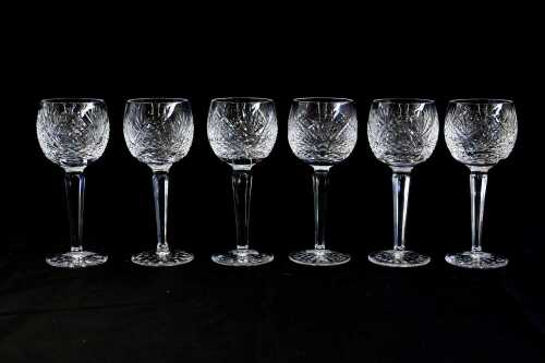 Set of six Waterford Crystal 'Dunmore' hock glasses