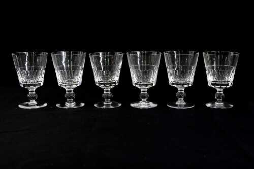 Set of six Stuart crystal claret glasses