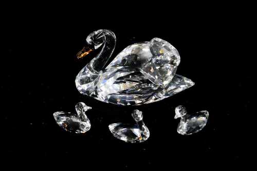 Swarovski Crystal Swan with Cygnets figure