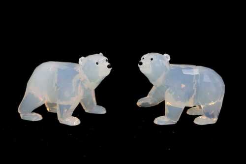 Swarovski Crystal Polar Bear Cub figures in white opal crystal