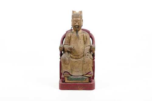 Chinese God of Fortune carved timber figure