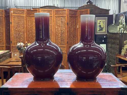 Pair of Chinese oxblood glaze porcelain vases