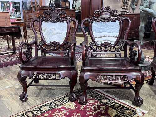 Pair of Chinese rosewood armchairs