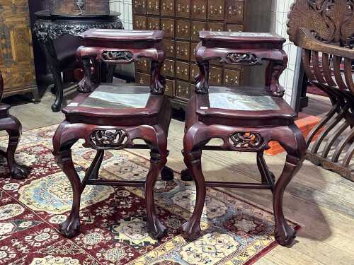 Pair of Chinese rosewood two tier side tables
