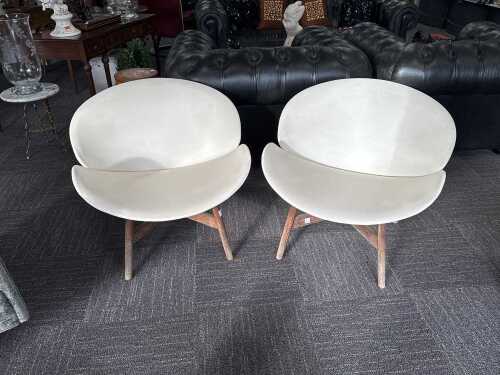 1 · Pair of Gloster Dansk White Leather Tub Chairs