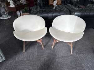 Pair of Gloster Dansk White Leather Tub Chairs