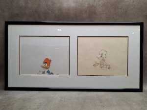 Walter Lantz Woody Woodpecker framed hand painted film cell