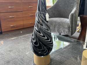 Black and white swirl art glass vase - 2