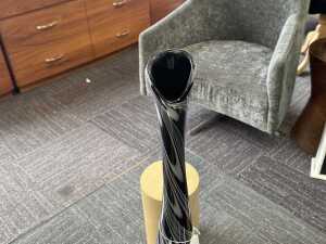 Black and white swirl art glass vase - 3