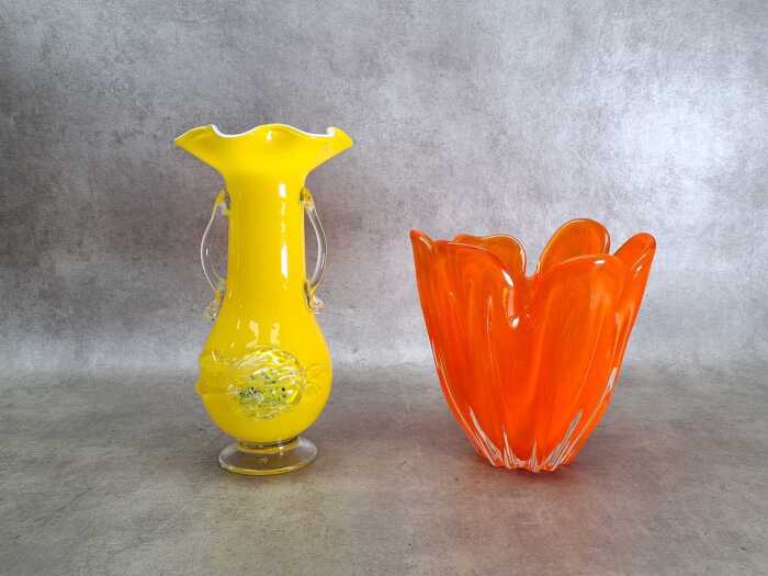 Two mid-century art glass vases