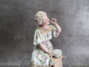 Pair of bisque porcelain boy and girl figures - 3