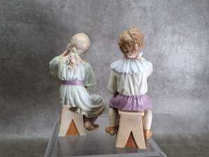 Pair of bisque porcelain boy and girl figures - 4