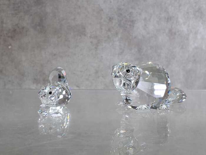 Swarovski Crystal Mother and Baby Beaver figures