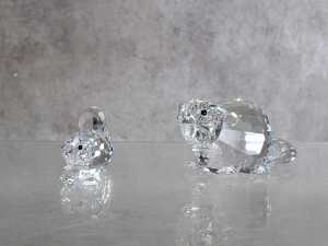 Swarovski Crystal Mother and Baby Beaver figures