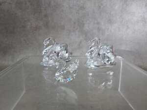 Three Swarovski Crystal Beauties of the Lake swan figures