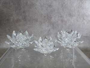 Three Swarovski Crystal Waterlily candleholders