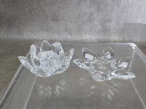 Three Swarovski Crystal Waterlily candleholders - 4