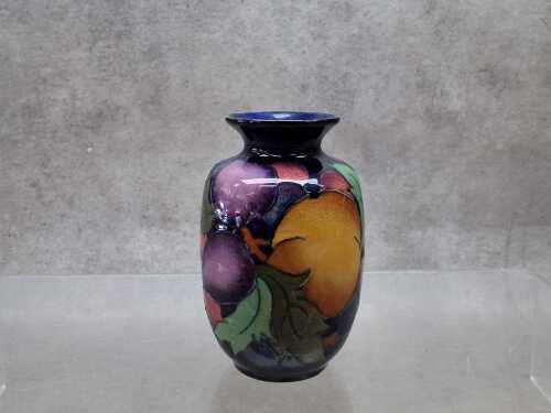Vintage Charlotte Rhead ceramic floral and plum vase.