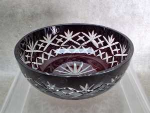 Three Bohemian ruby cut to clear crystal pieces - 4