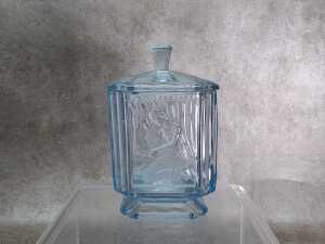 Sowerby 'Pandora's Box' blue glass biscuit barrel.