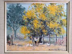 Elizabeth Hayes, Golden Wattle. Oil painting on board - 2