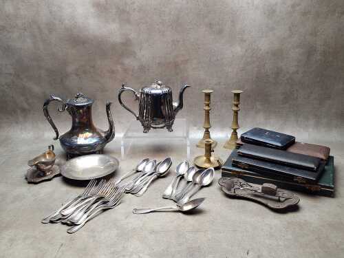 Metalware including antique silver plate